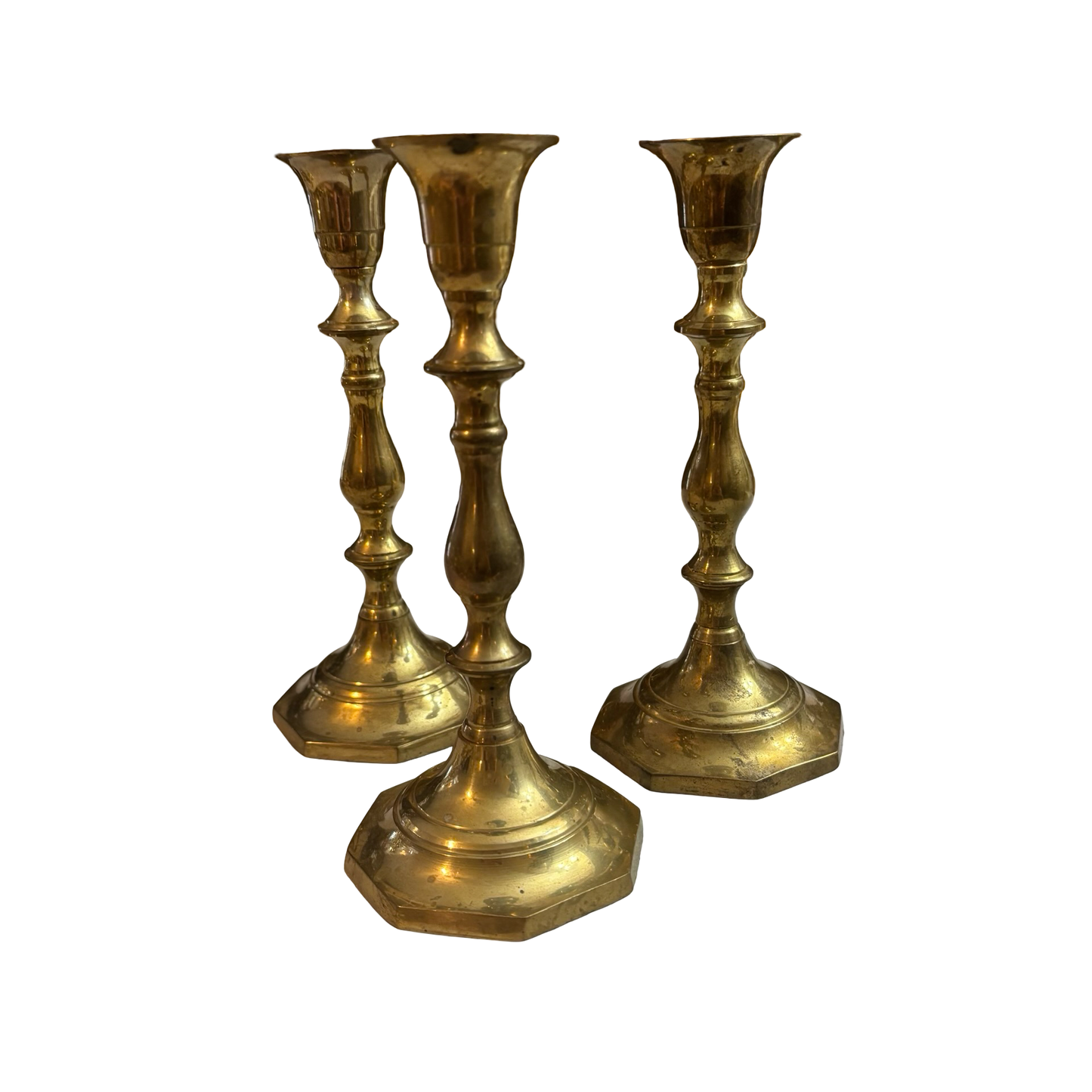 Trio of Brass Candlesticks