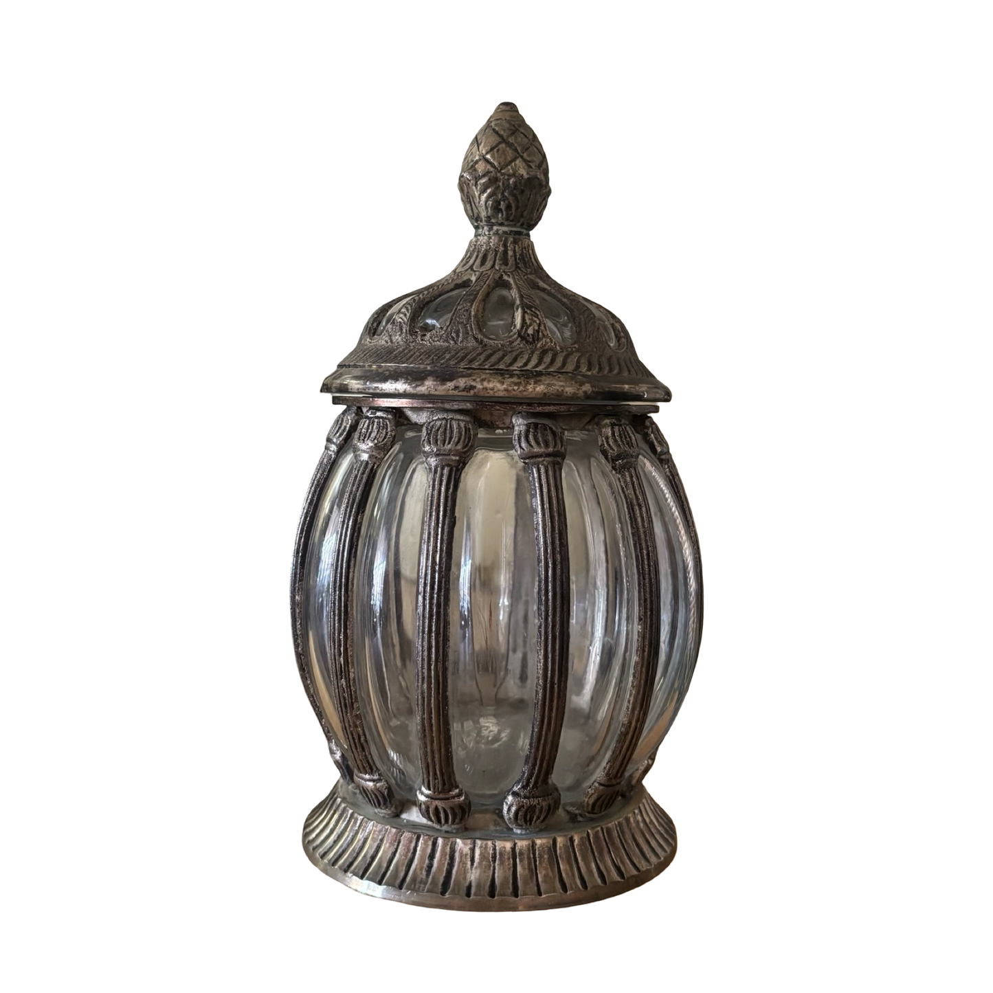 Silver Caged Bubble Glass Apothecary Jar