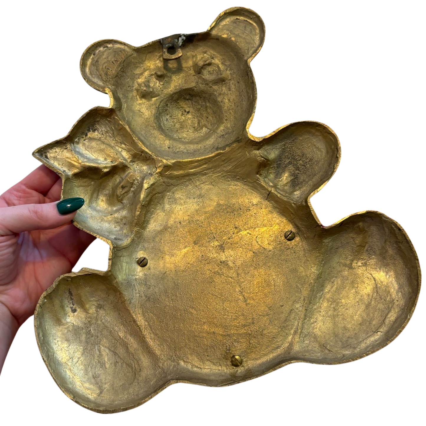 Large Brass Teddy Bear Wall Pocket