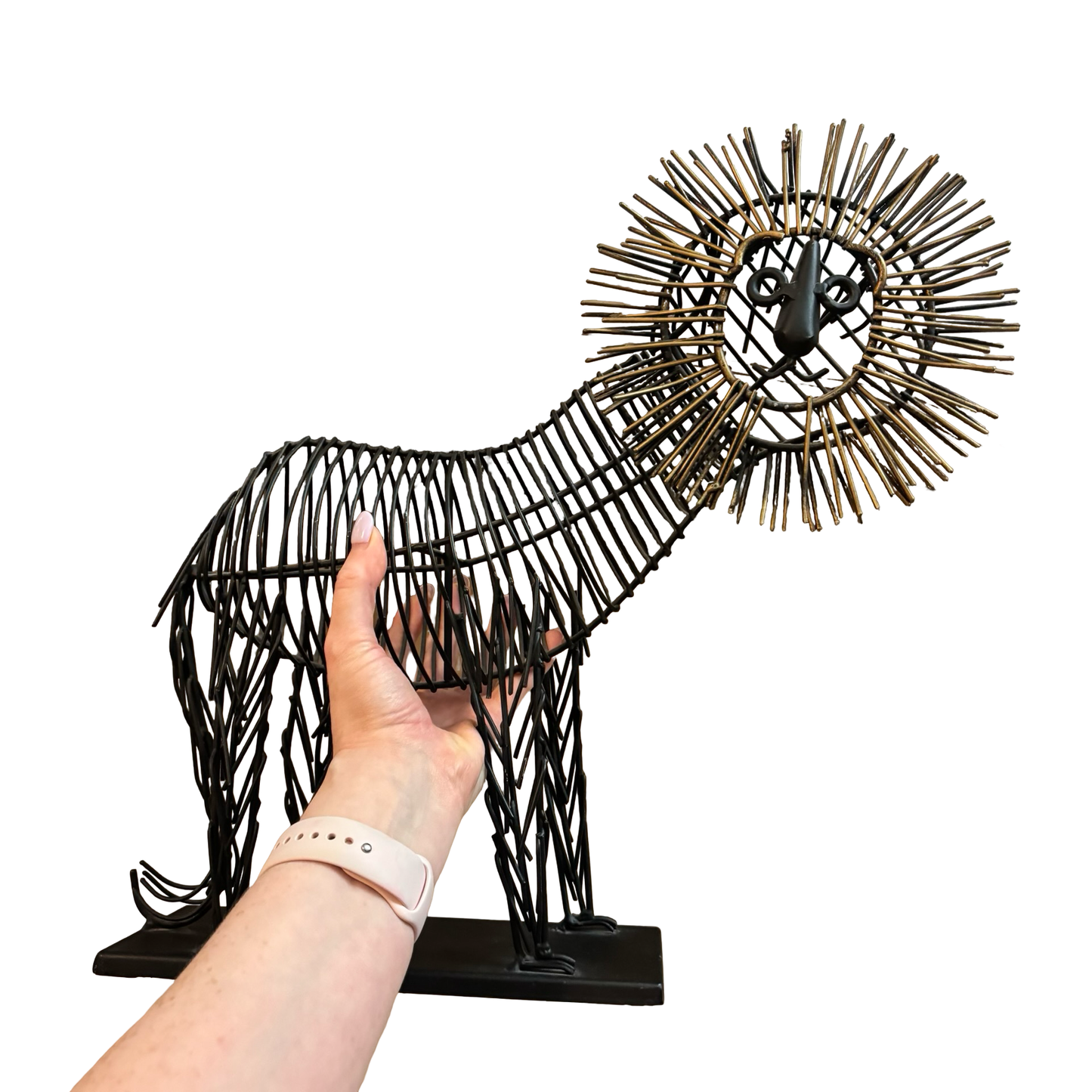 Metal Wire Lion Sculpture in the Style of Curtis Jere