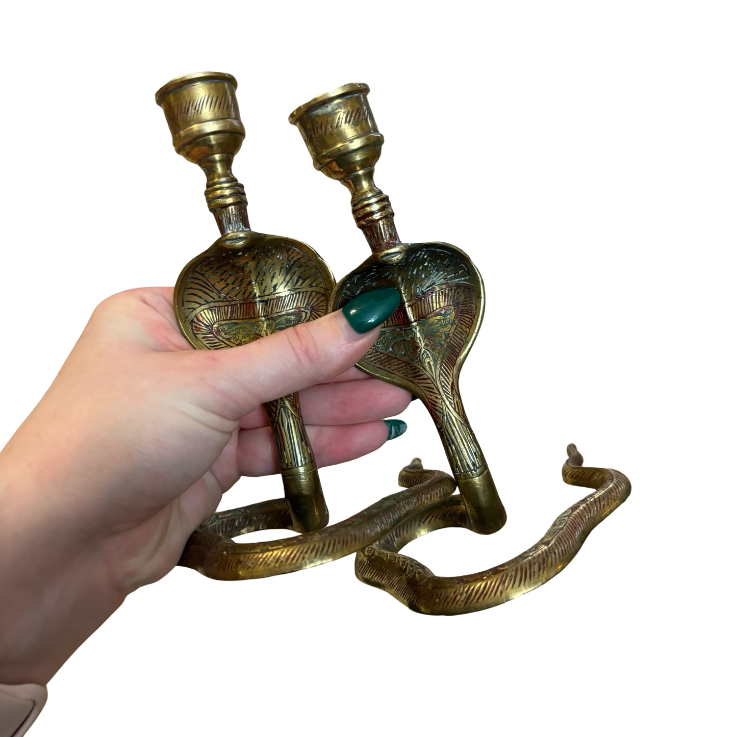 Brass Cobra Snake Candle Holder Pair