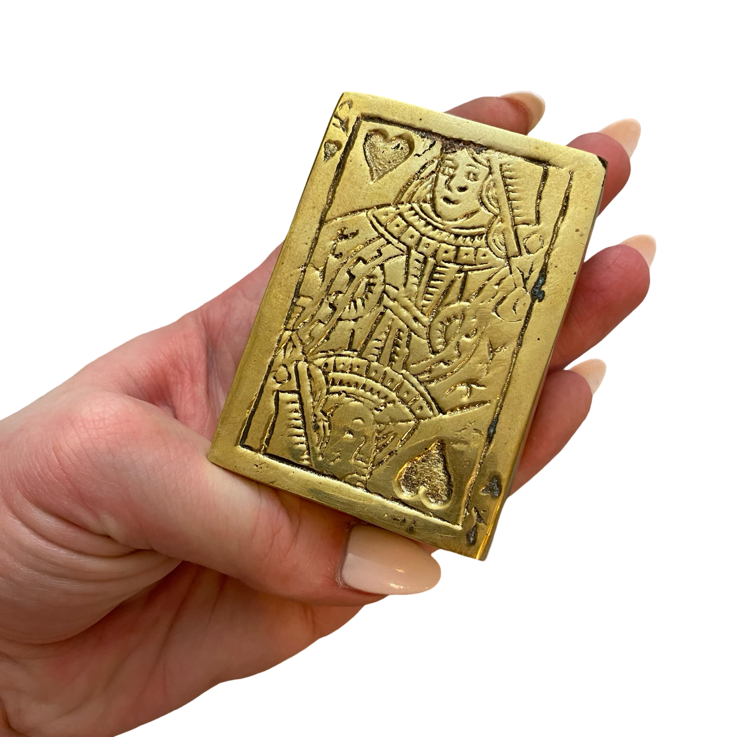 Brass Queen Playing Card Paperweight