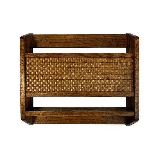 Wood and Cane Spice Rack/Wall Shelf