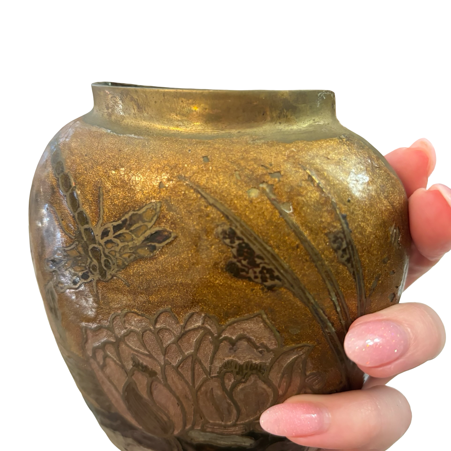 Brass Enameled Vase