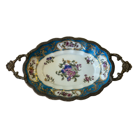 Porcelain Bronze Rimmed Footed Tray
