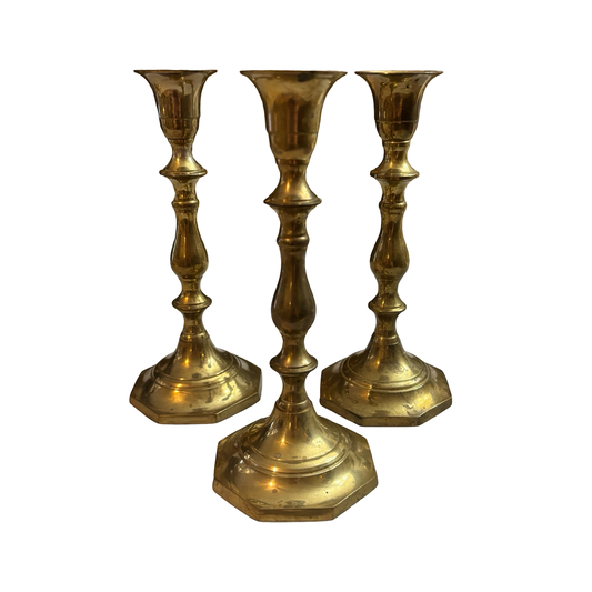 Trio of Brass Candlesticks