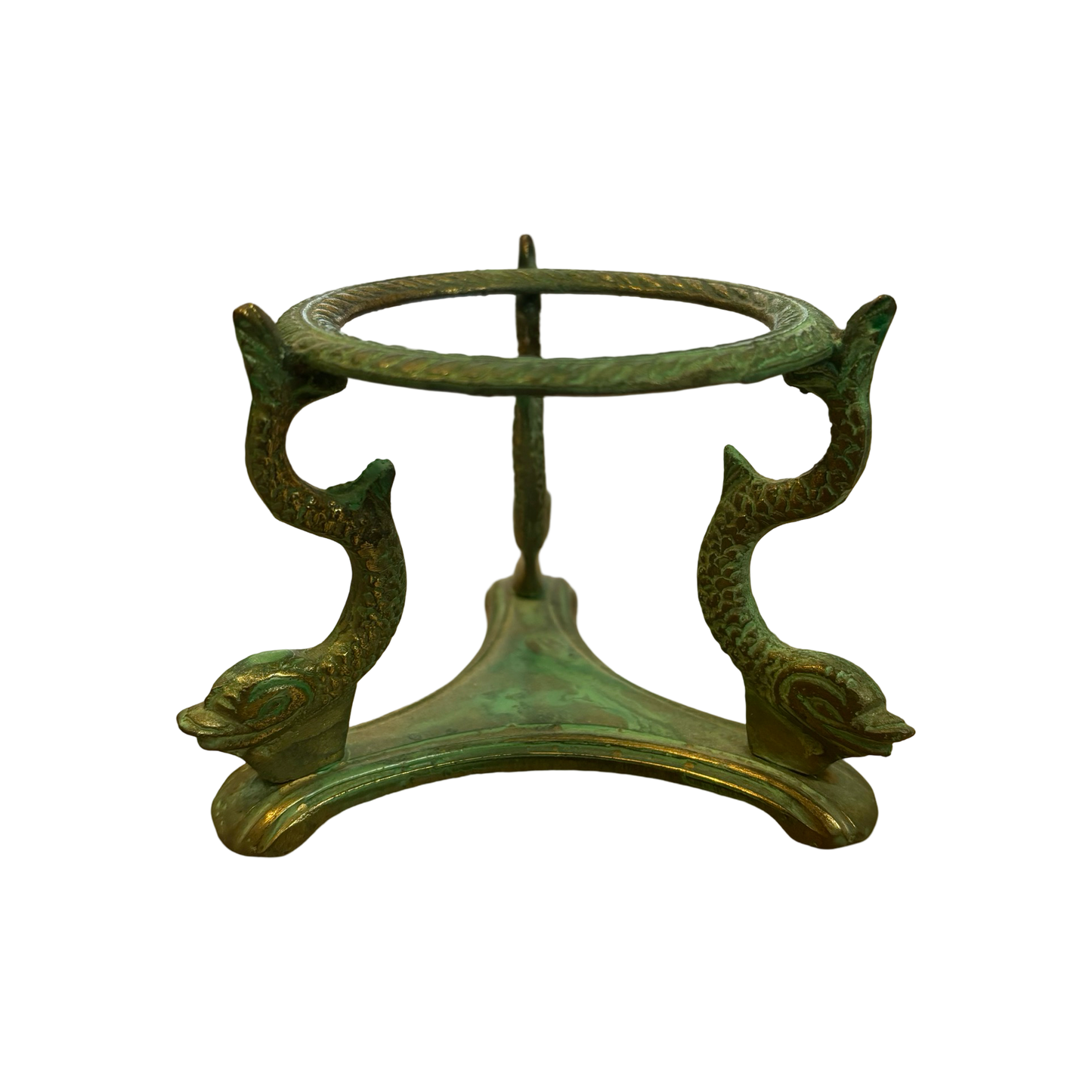 Verdigris Brass Koi Fish Stand