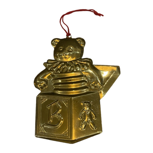 Brass Bear with Block Ornament