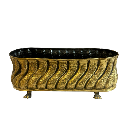 Large English Brass Footed Planter