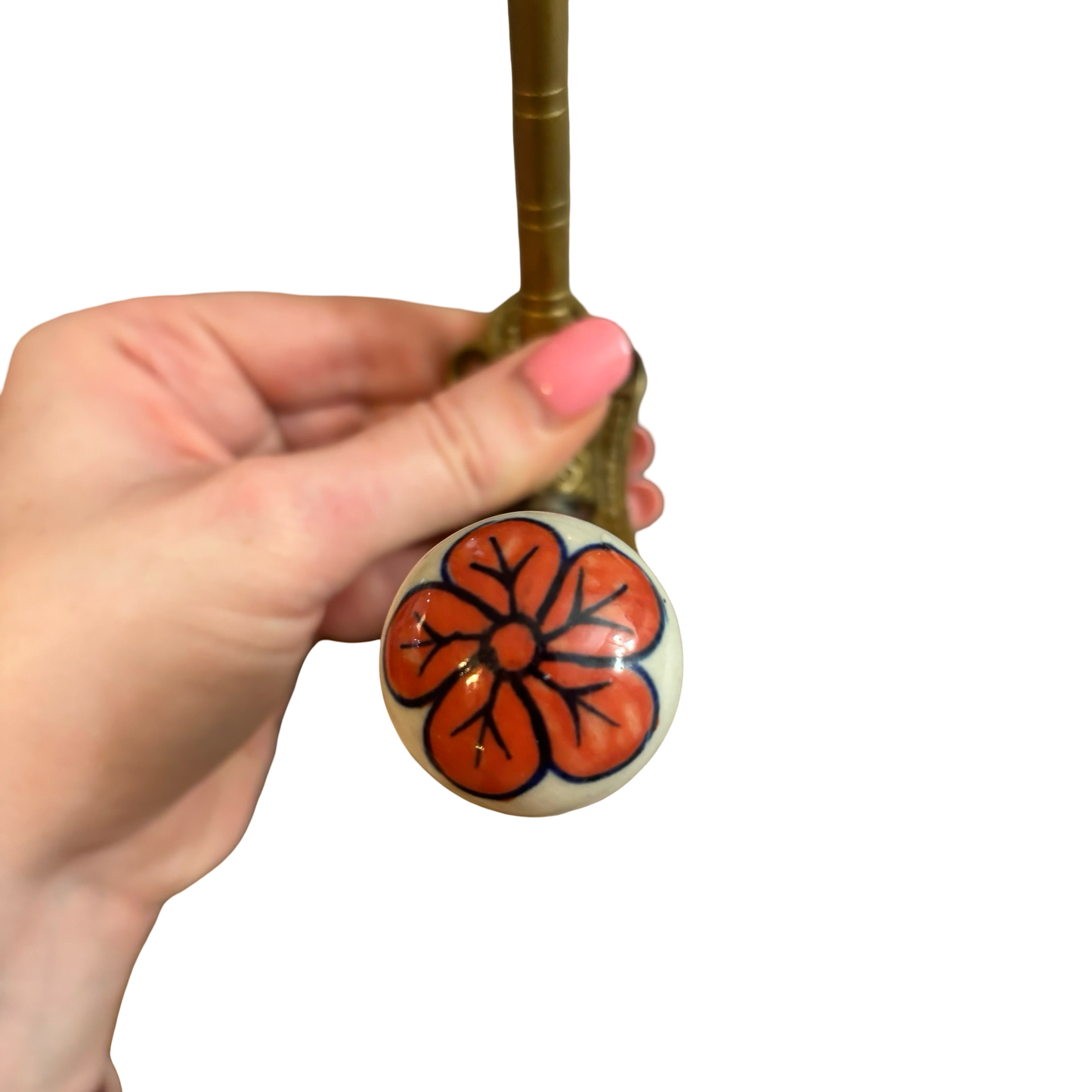 Brass Wall Hook with Porcelain Knobs