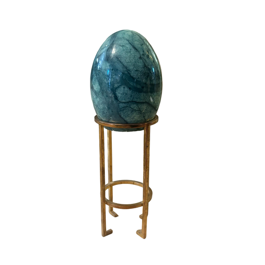 Brass Stand with Green Stone Egg