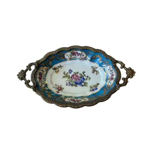Porcelain Bronze Rimmed Footed Tray