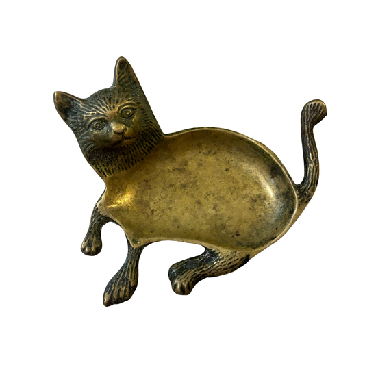 Brass Cat Trinket Dish