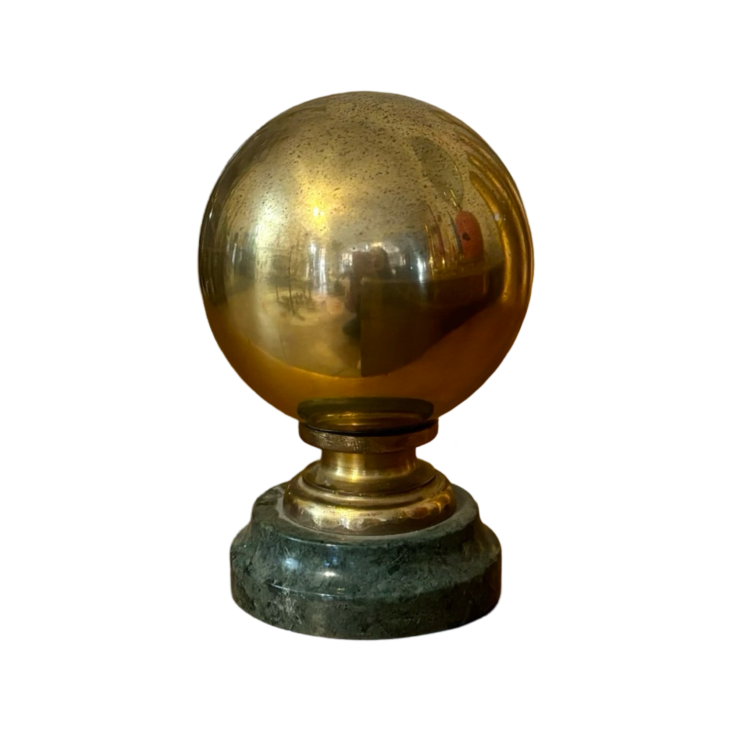 Brass Globe with Green Marble Accent