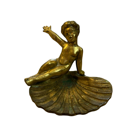 Brass Shell and Cherub Dish