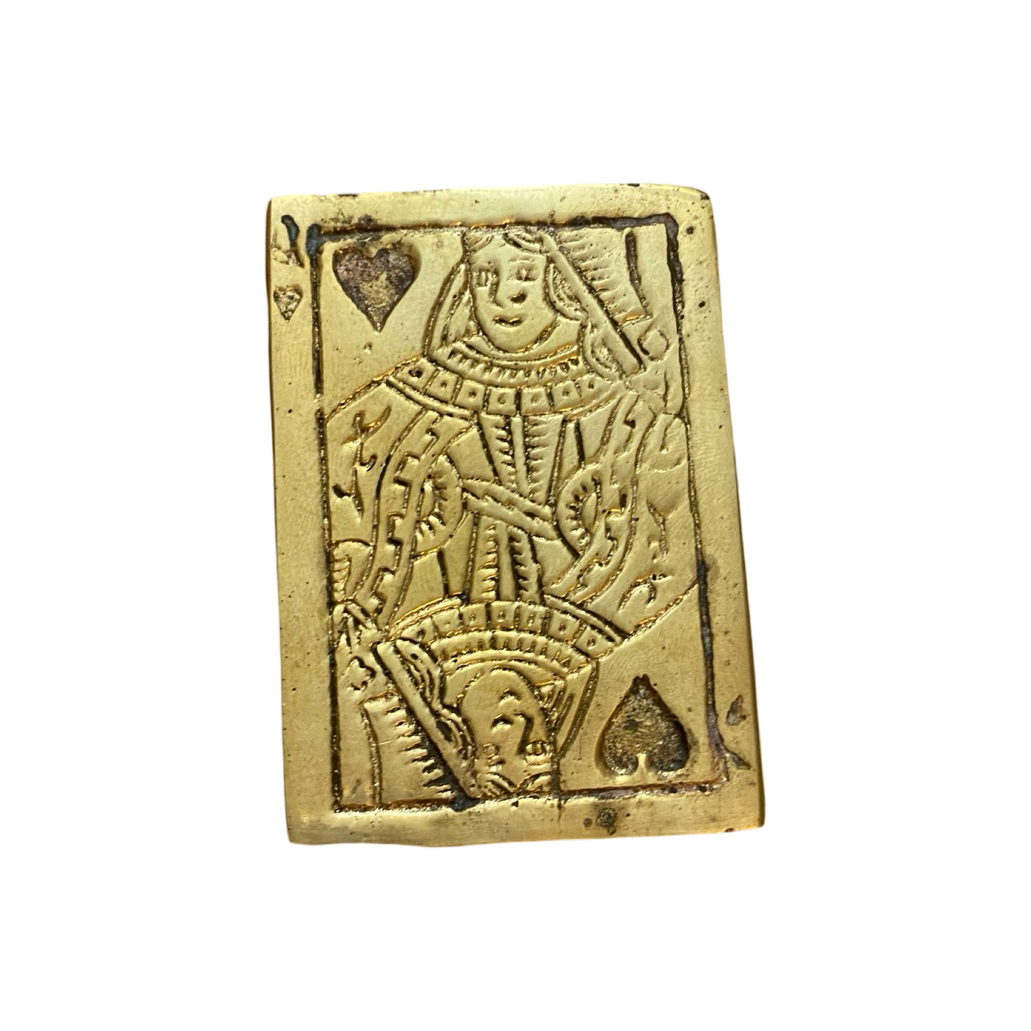 Brass Queen Playing Card Paperweight