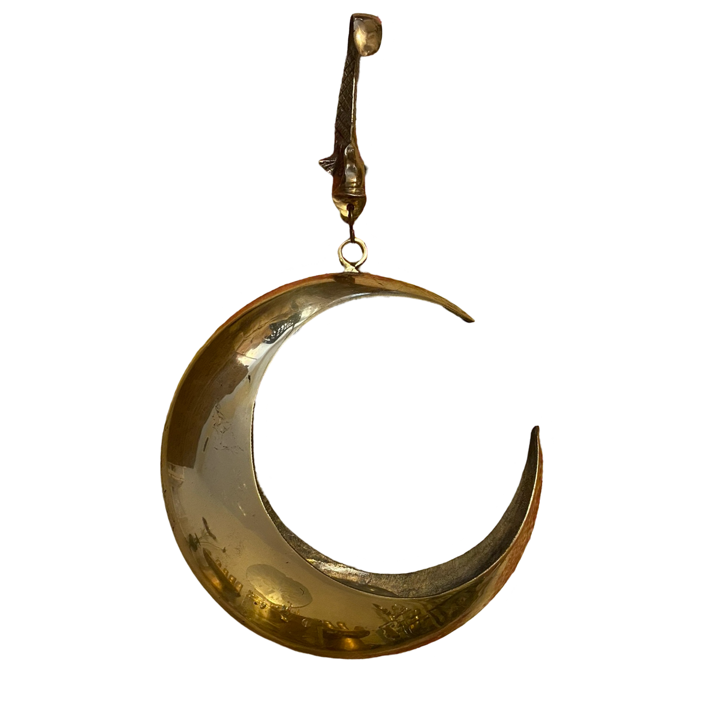 Brass Crescent Moon Flower Frog with Fish Hook