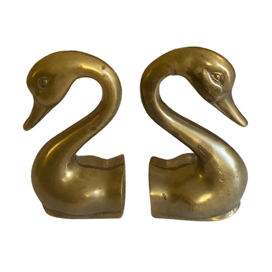 Brass Swan Bookends