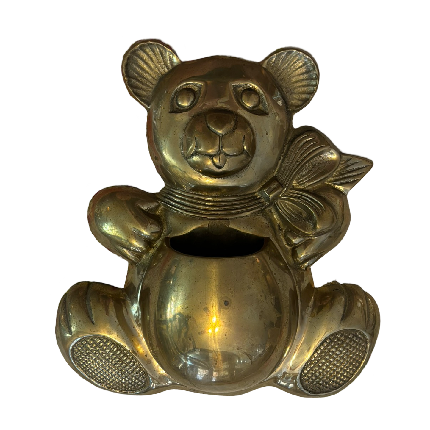 Large Brass Teddy Bear Wall Pocket