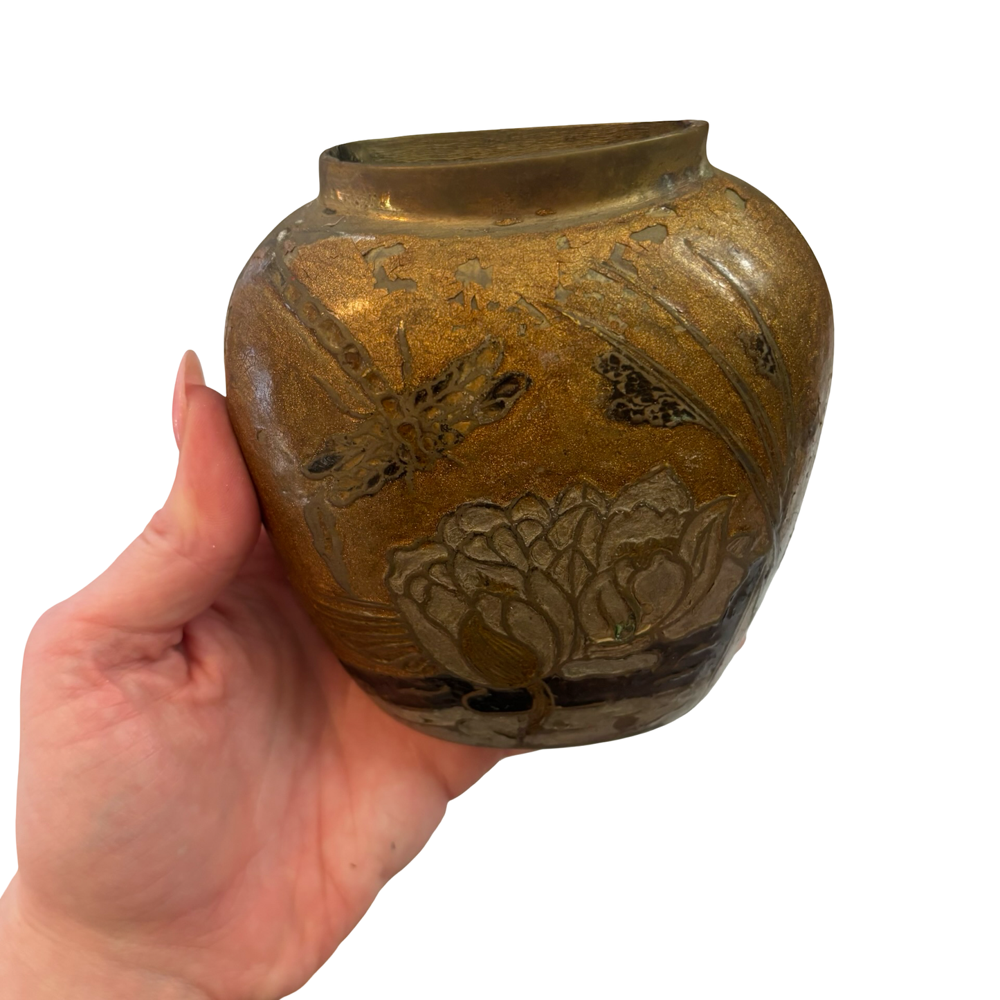 Brass Enameled Vase