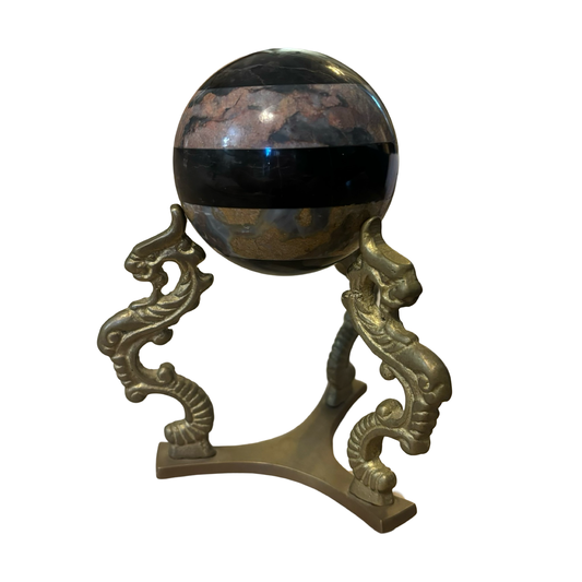 Brass Stand with Striped Marble Ball