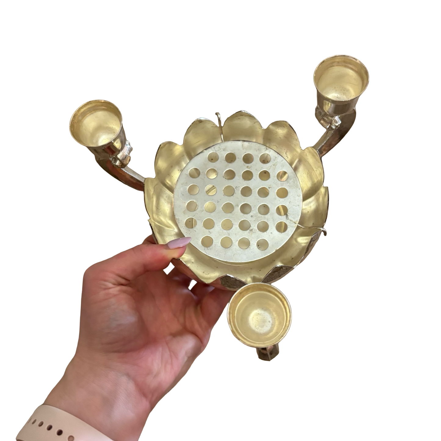 Silver Flower Frog Candelabra