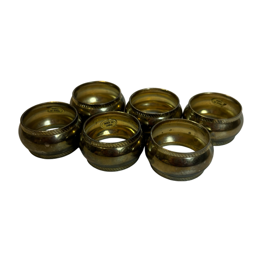 Set of Six Brass Napkin Rings