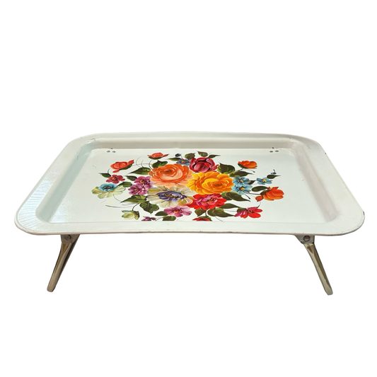 Tin Floral Collapsible Tray Table