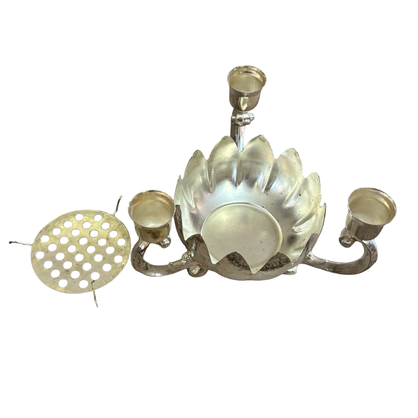 Silver Flower Frog Candelabra