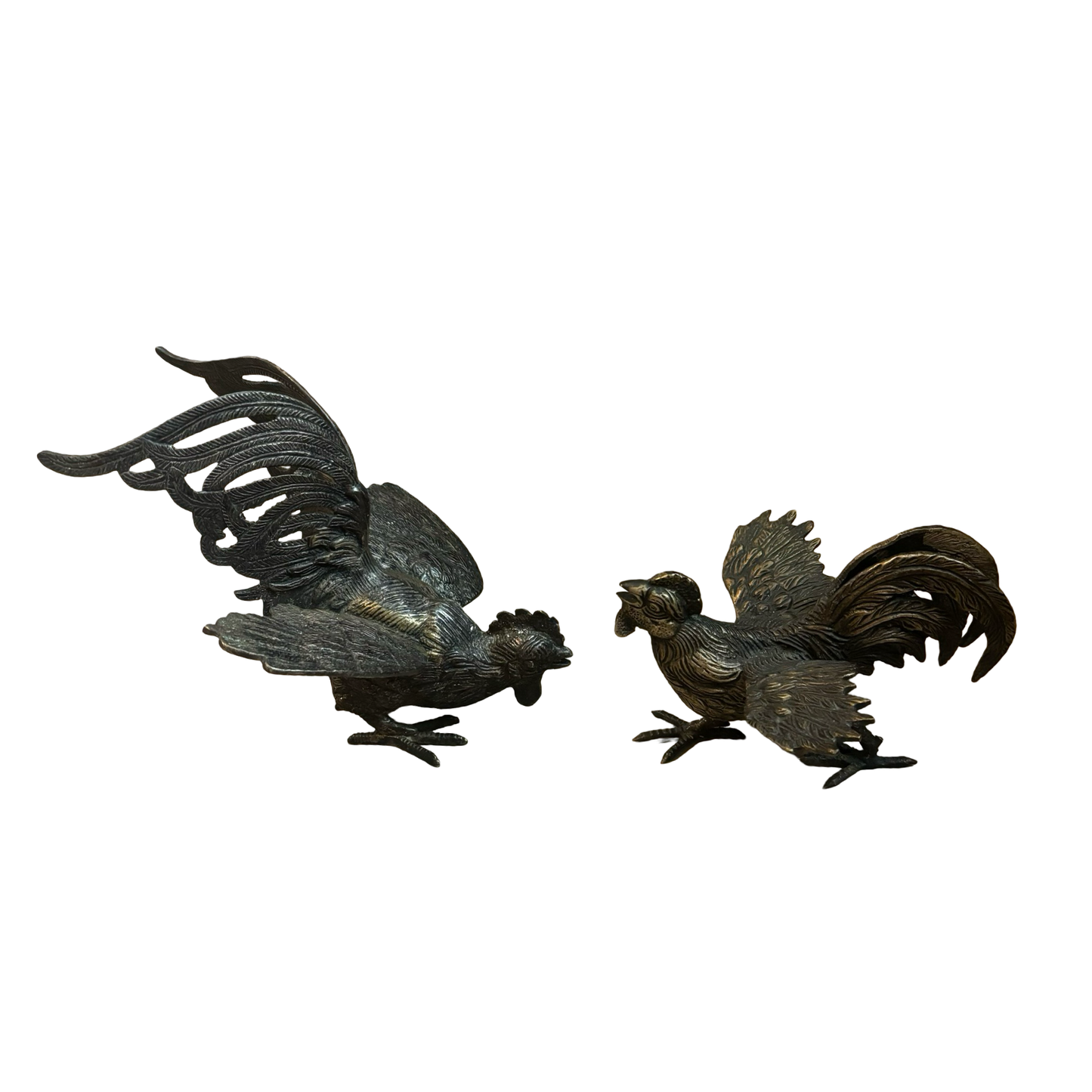 Brass Fighting Rooster Pair