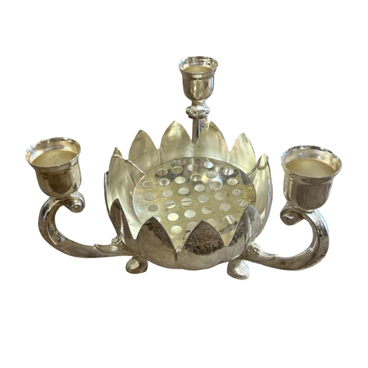 Silver Flower Frog Candelabra