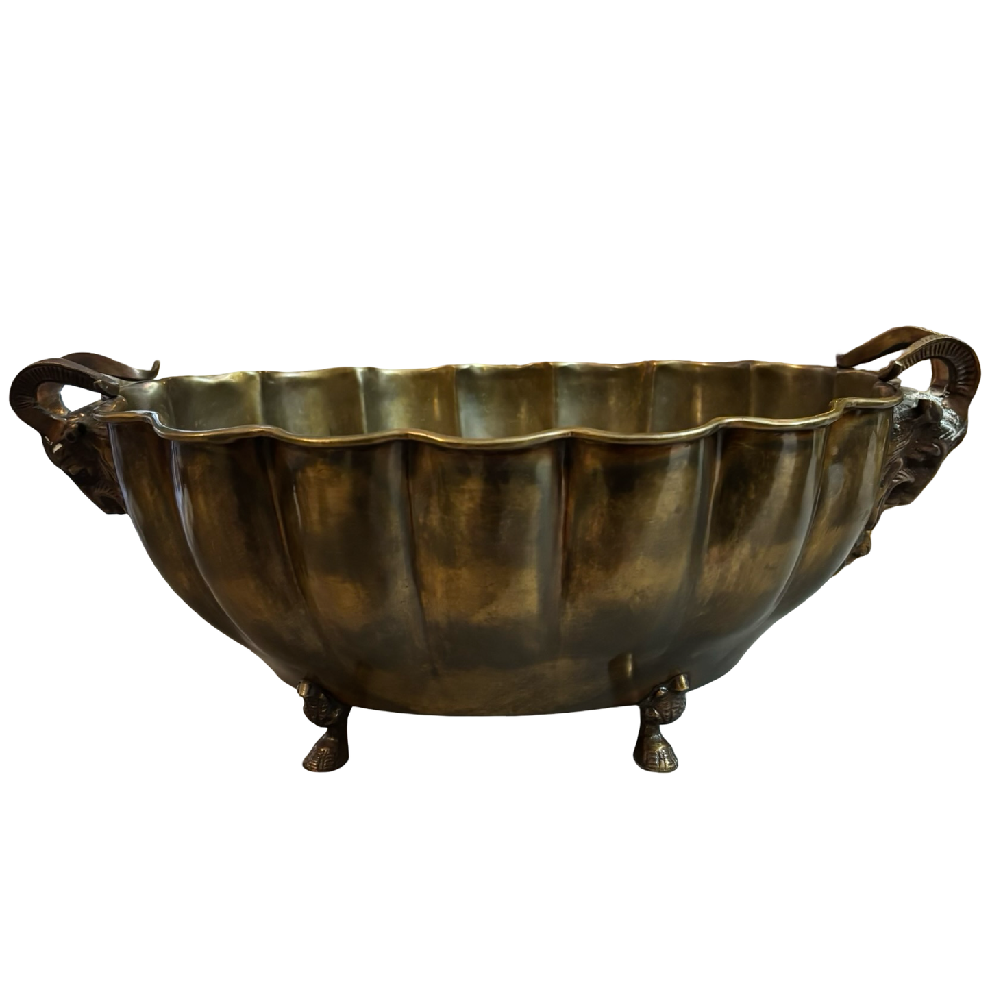 Large Brass Rams Head Bowl