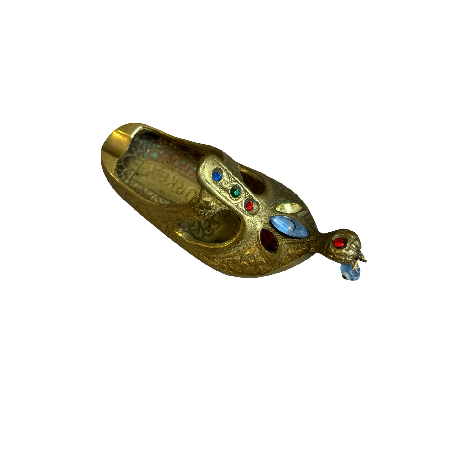 Brass Bejeweled Shoe Ashtray