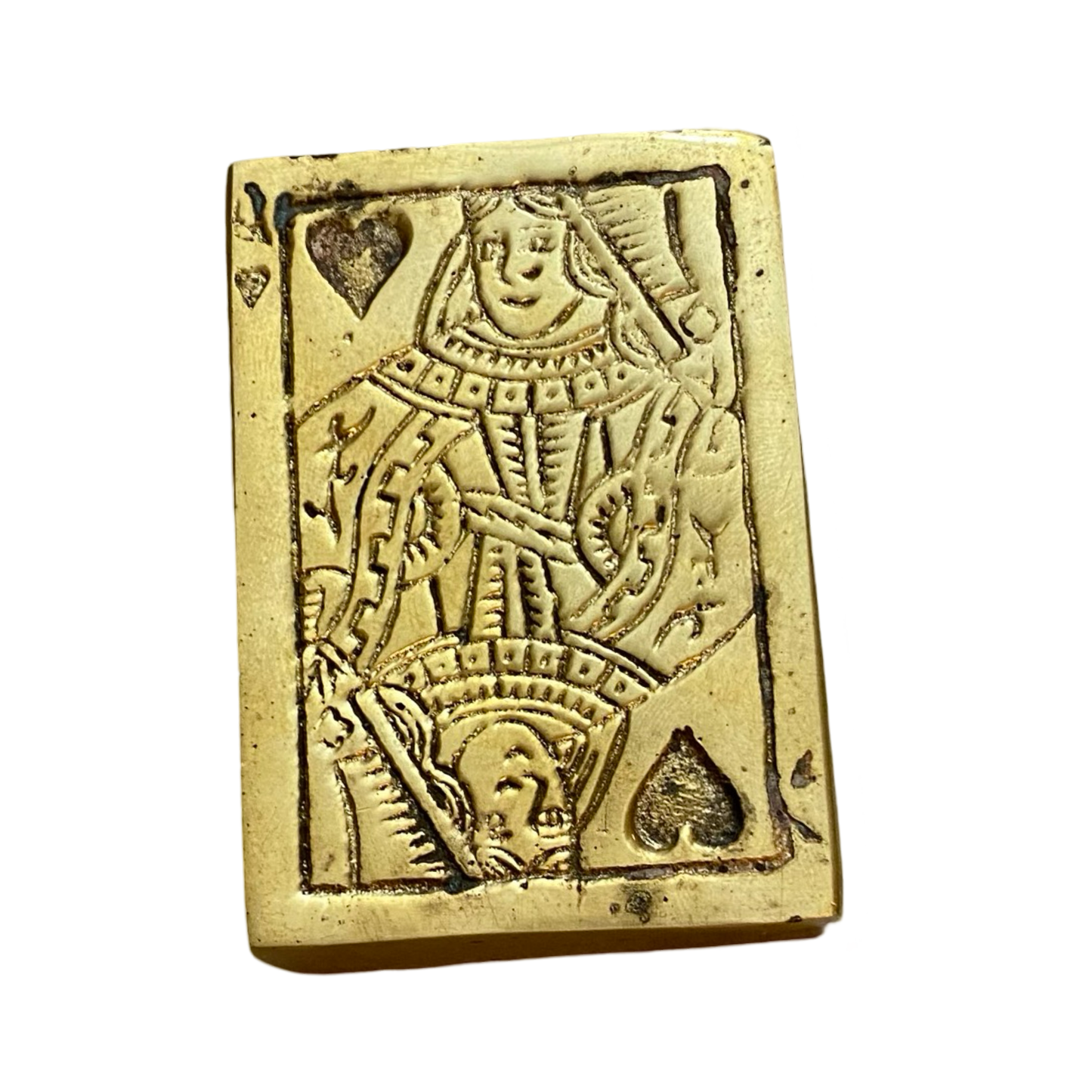 Brass Queen Playing Card Paperweight