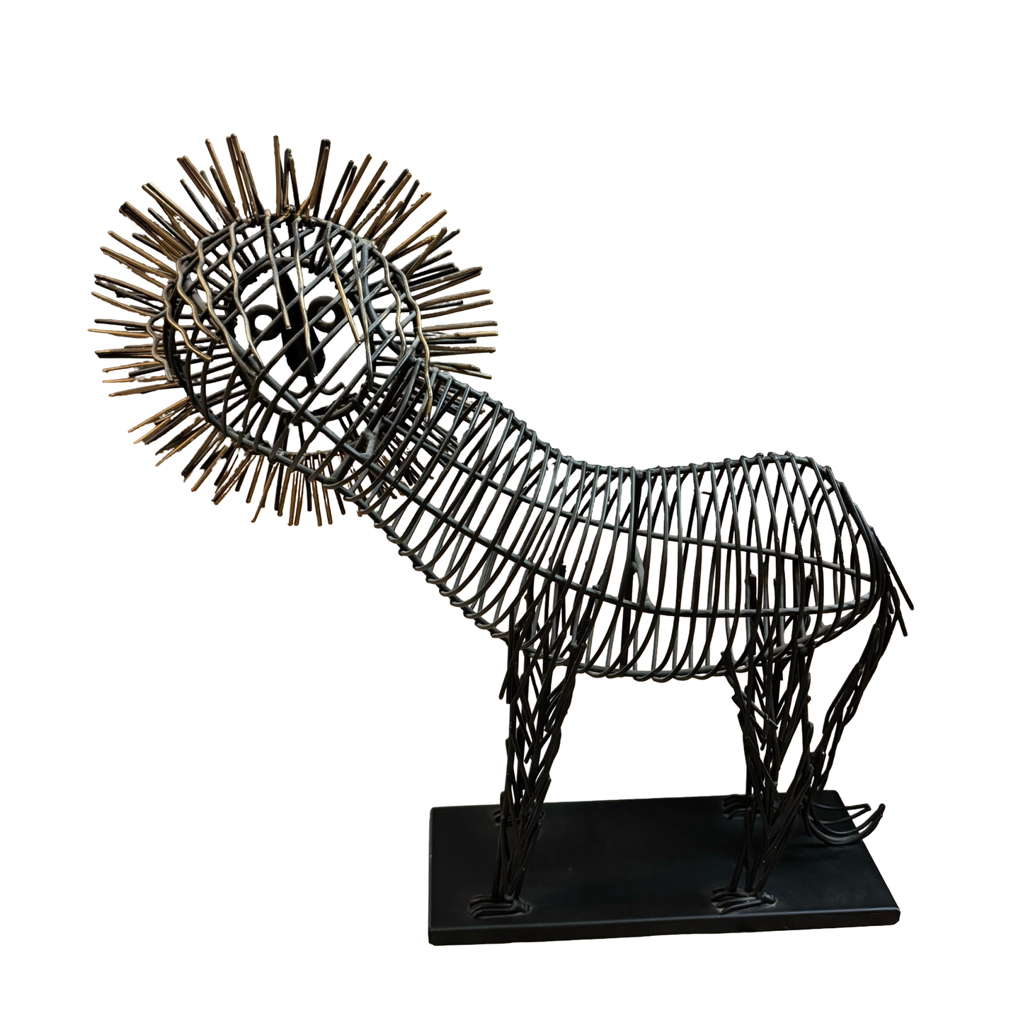 Metal Wire Lion Sculpture in the Style of Curtis Jere