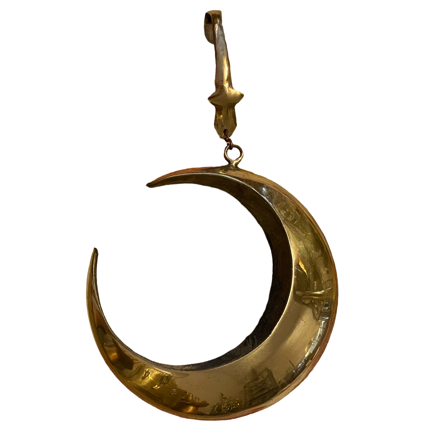 Brass Crescent Moon Flower Frog with Fish Hook