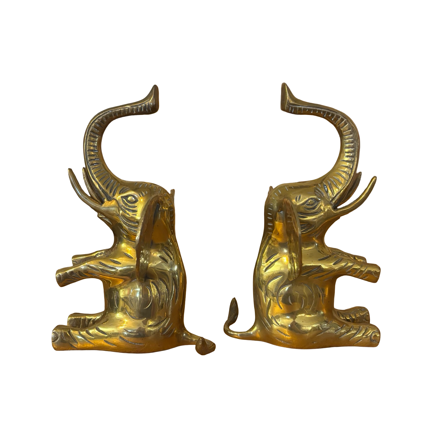 Brass Elephant Bookends