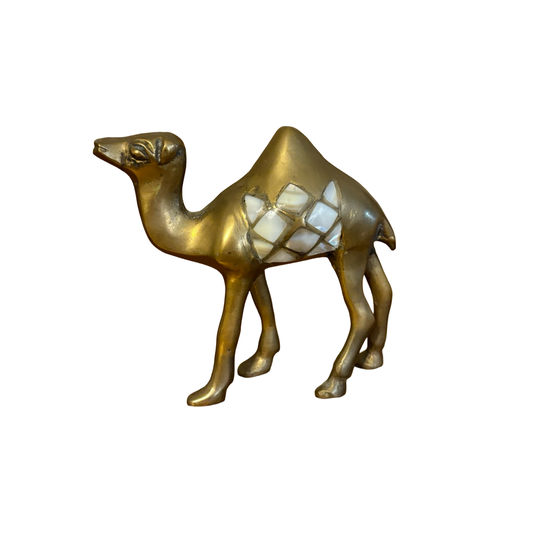 Brass Camel with Mother of Pearl Inlay
