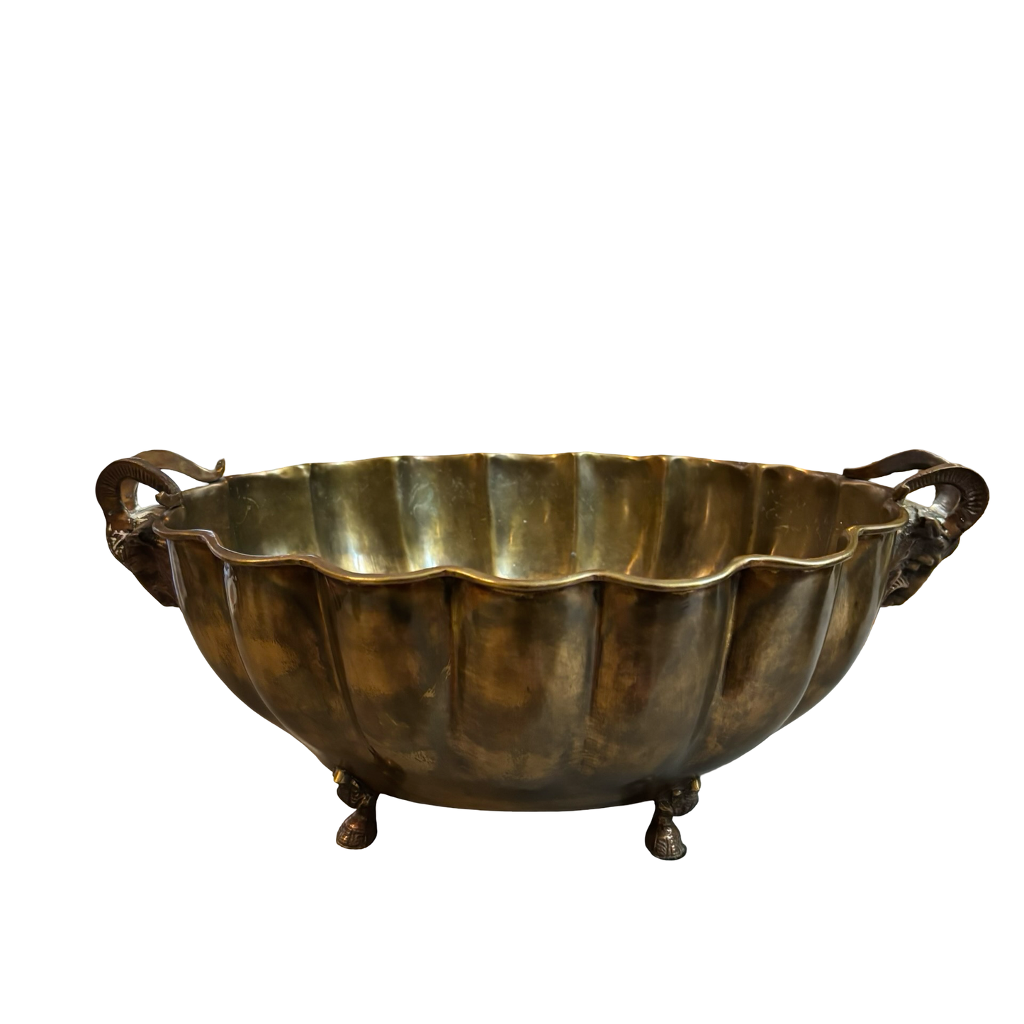 Large Brass Rams Head Bowl