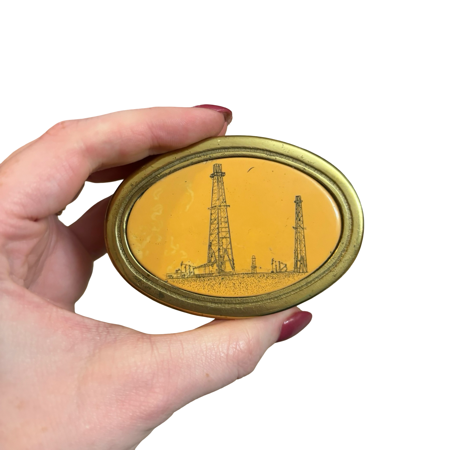 Brass Oil Derrick Paperweight