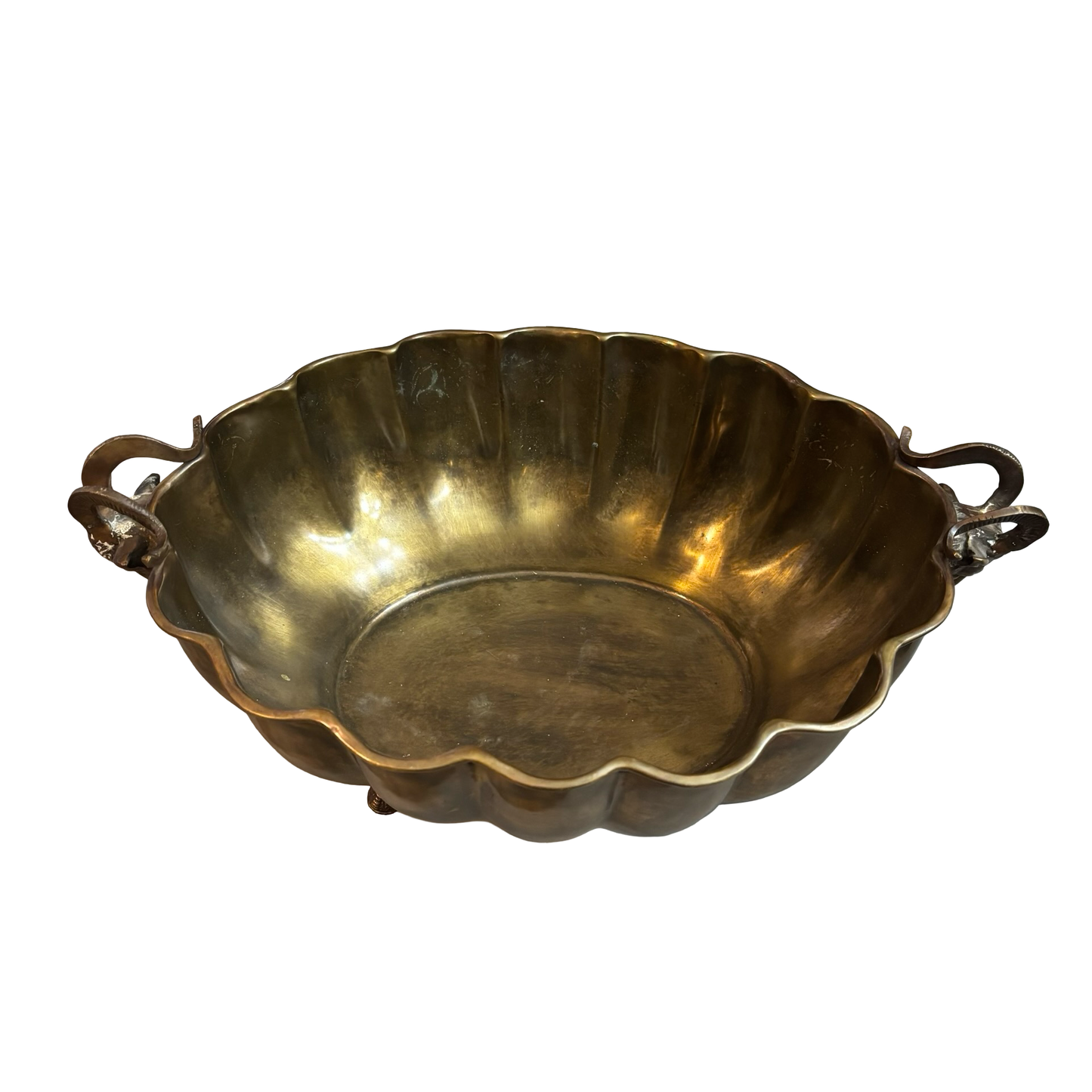 Large Brass Rams Head Bowl