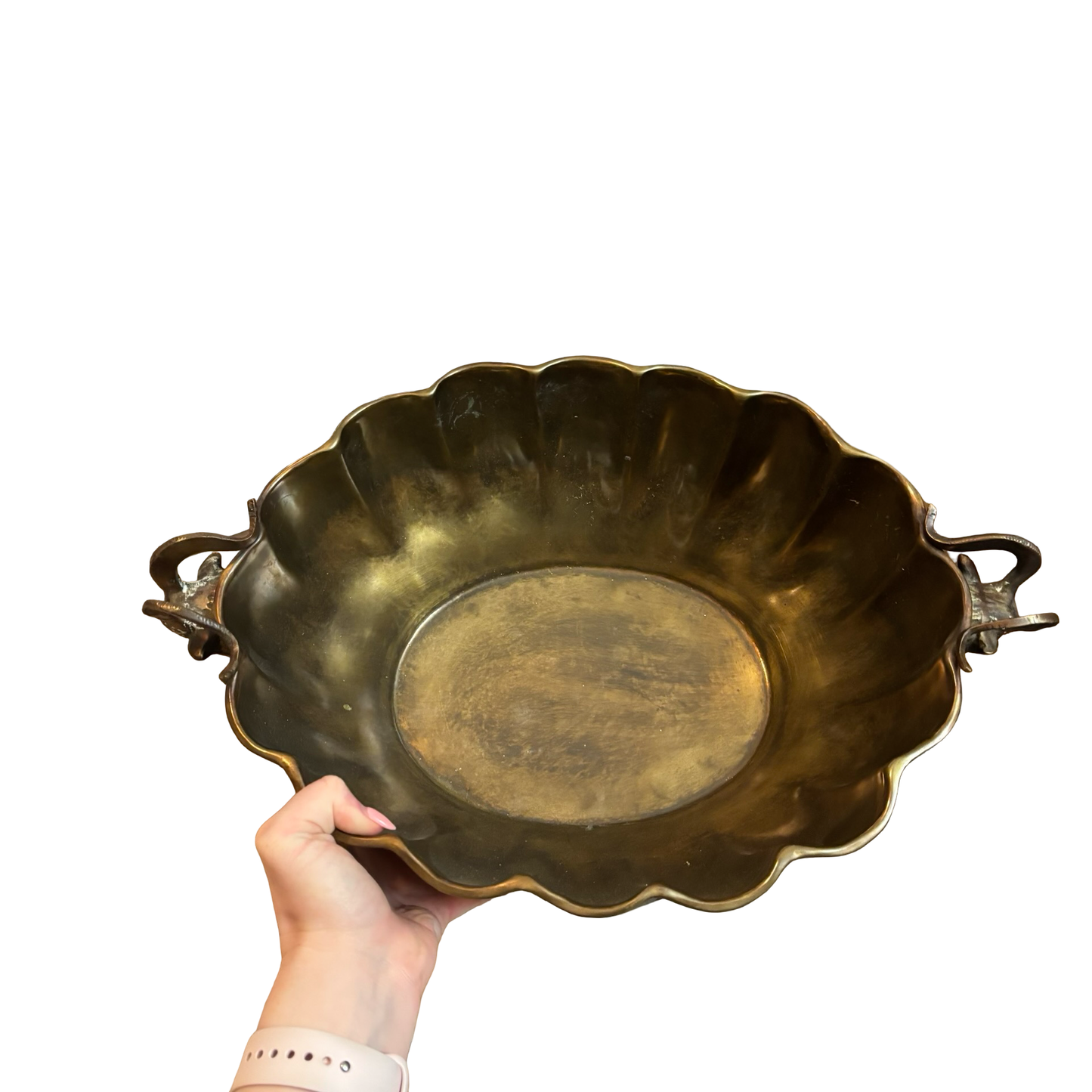 Large Brass Rams Head Bowl
