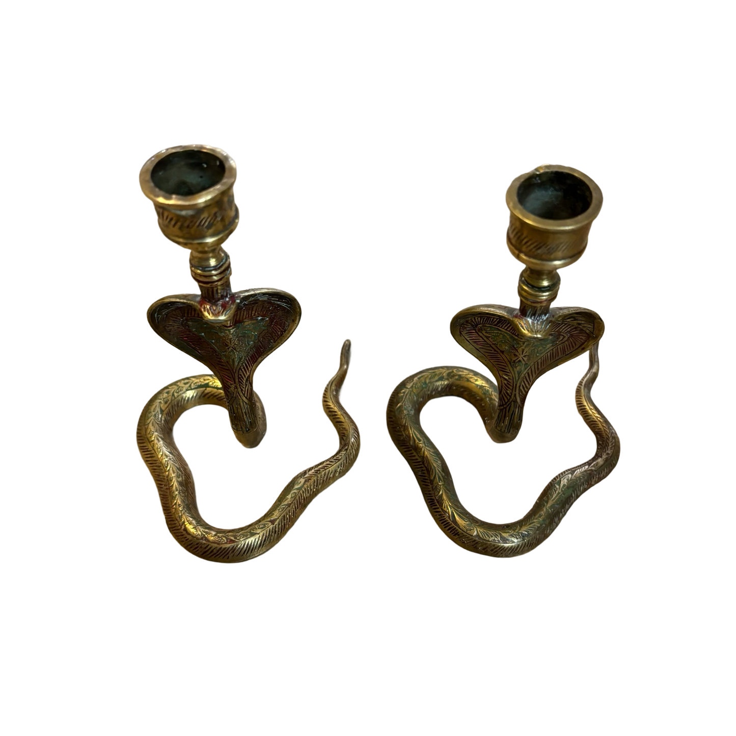 Brass Cobra Snake Candle Holder Pair