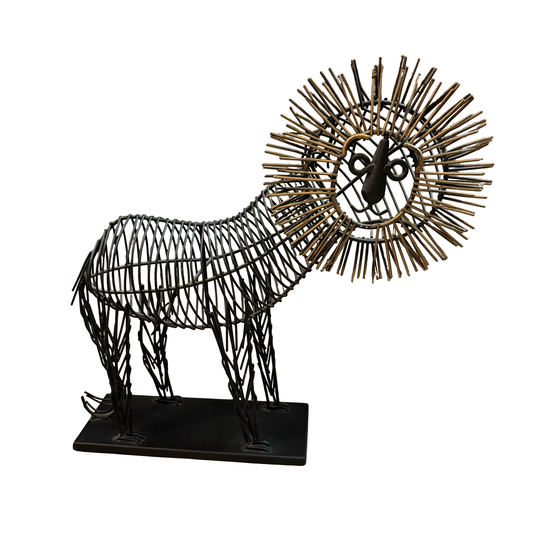 Metal Wire Lion Sculpture in the Style of Curtis Jere