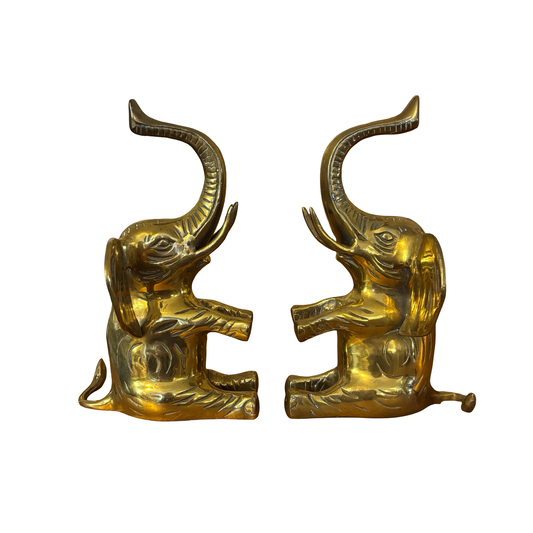 Brass Elephant Bookends
