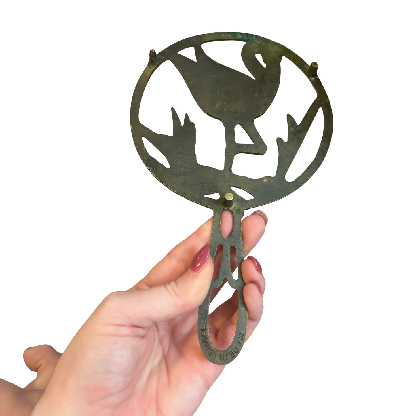 Brass Enameled Flamingo Trivet