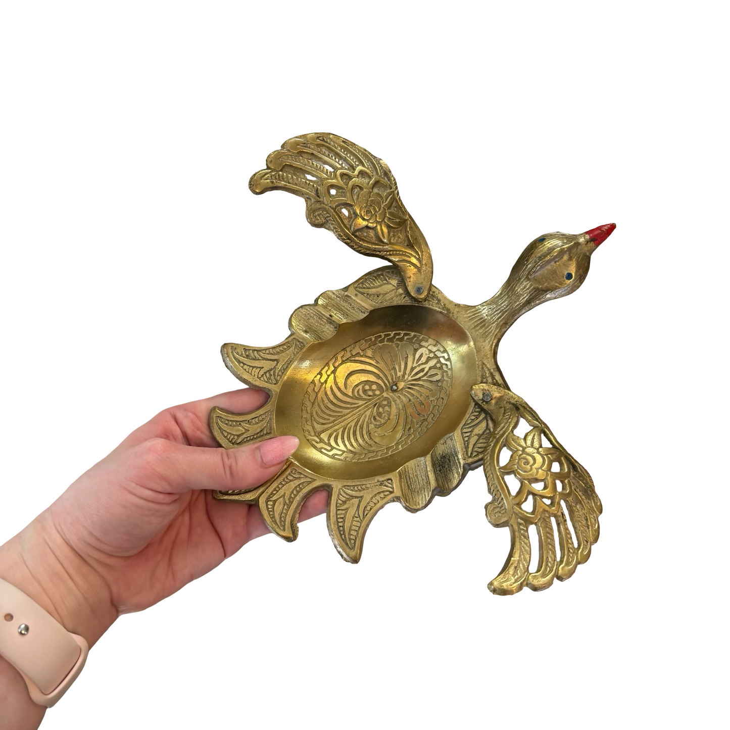 Vintage Brass Bird Ashtray with Articulated Wings