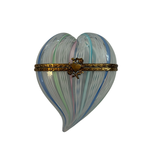 Chamart Latticino Filligrana Murano Glass Heart Box