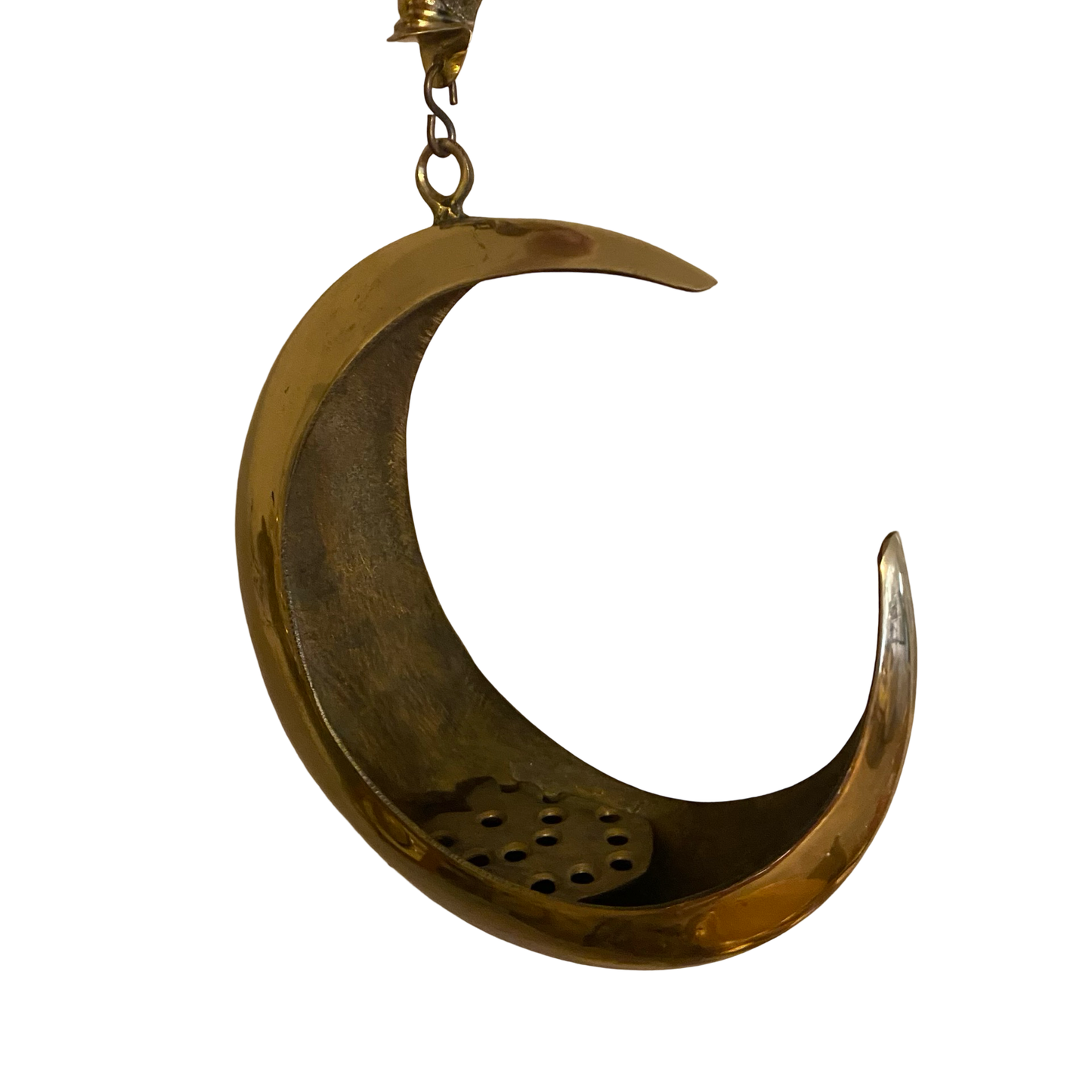 Brass Crescent Moon Flower Frog with Fish Hook