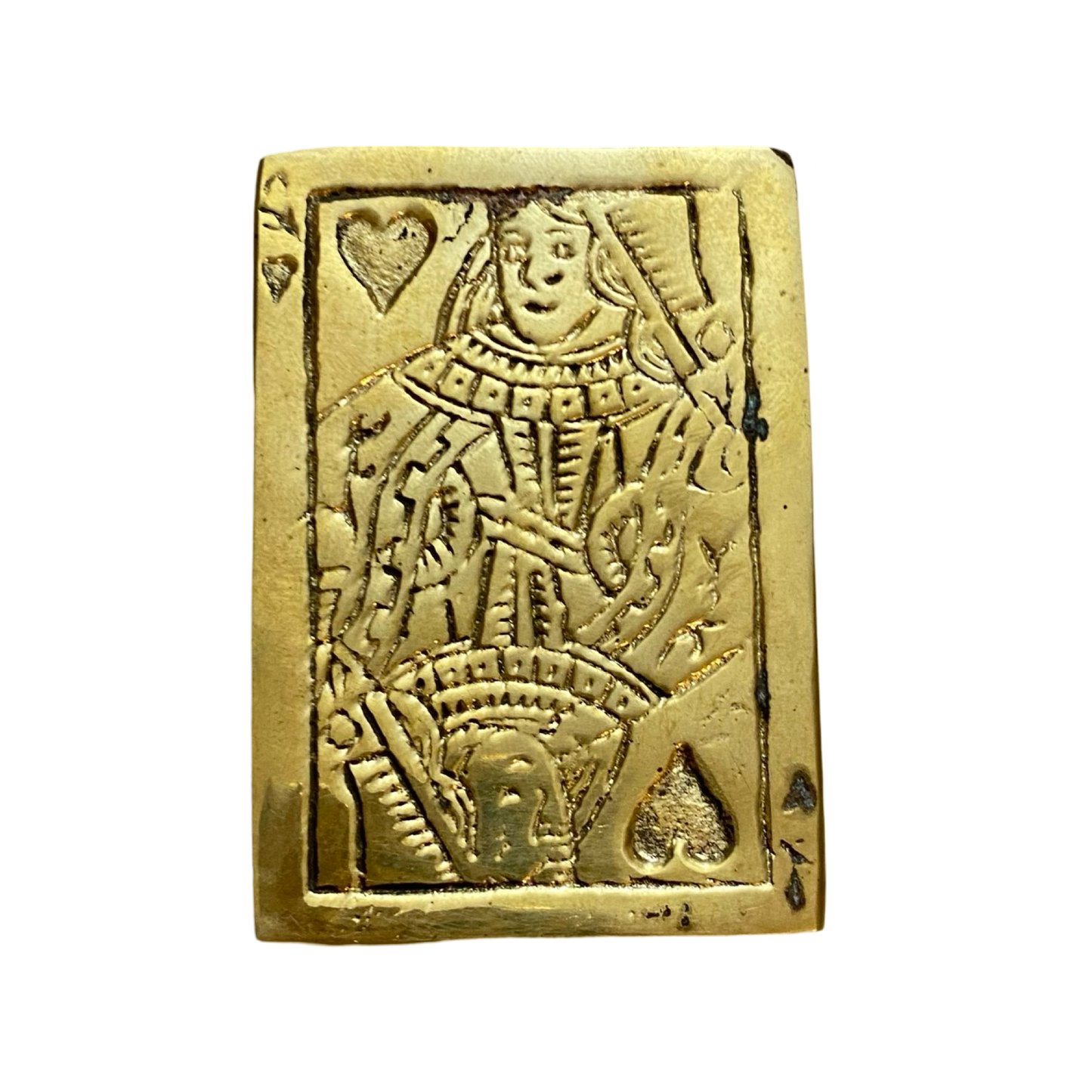 Brass Queen Playing Card Paperweight